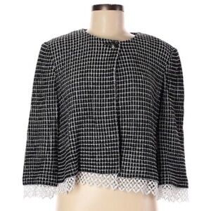 ST. JOHN Knit Blazer Lace Trim Size 8
